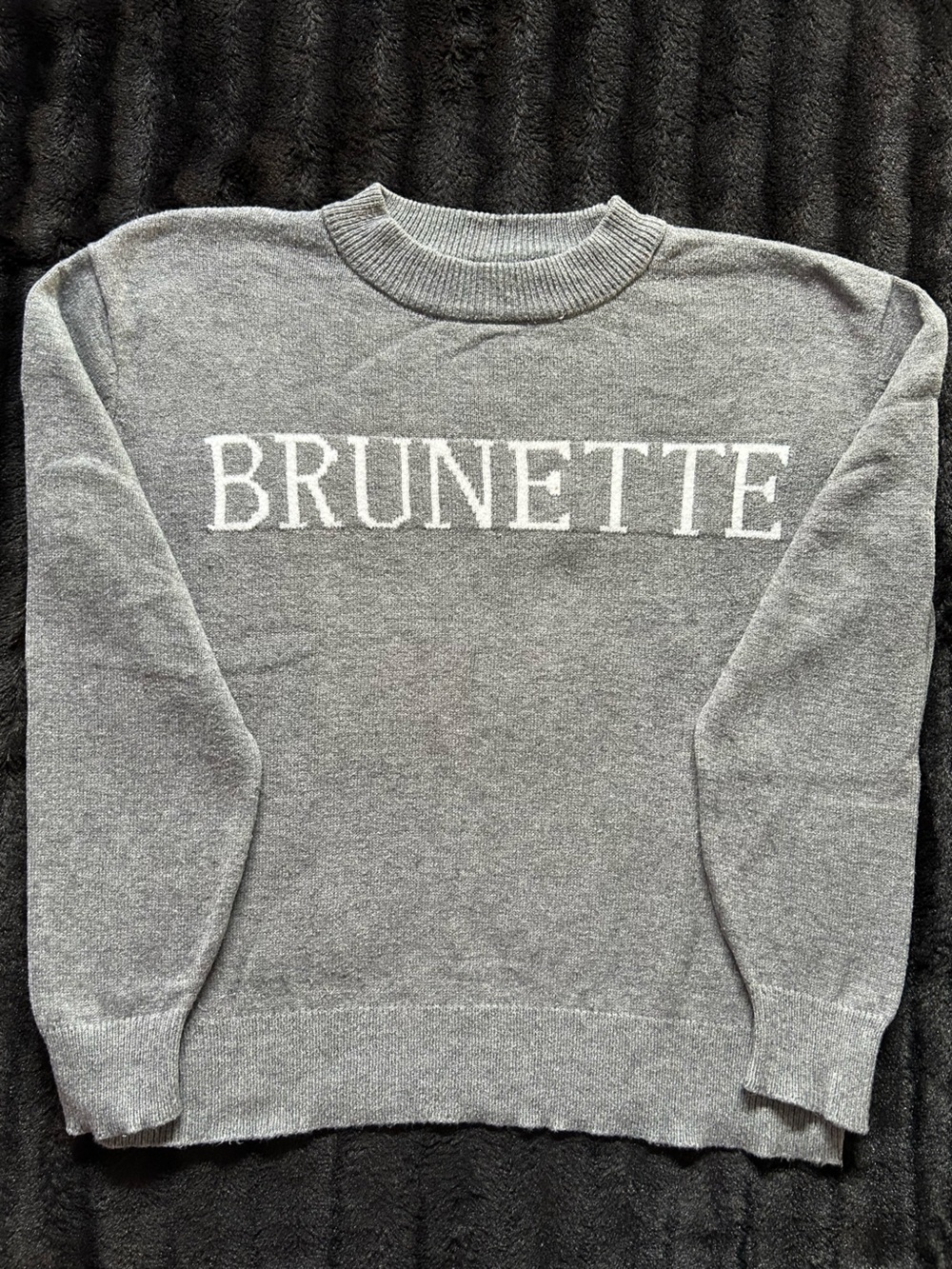 Poof New York Grey Logo Knit Sweater
